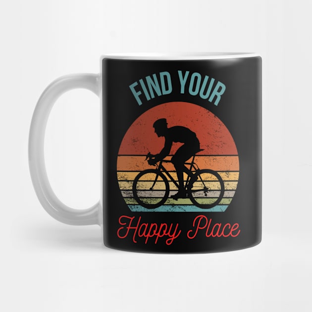 Find Your Happy Place: Retro Sunset Bicyclist Silhouette by The Wolf and the Butterfly